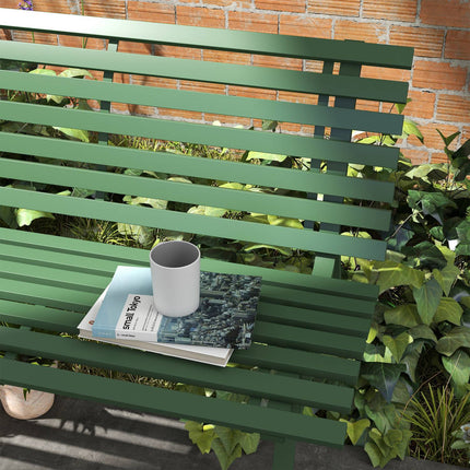 Green aluminum park bench - 2-seater with backrest