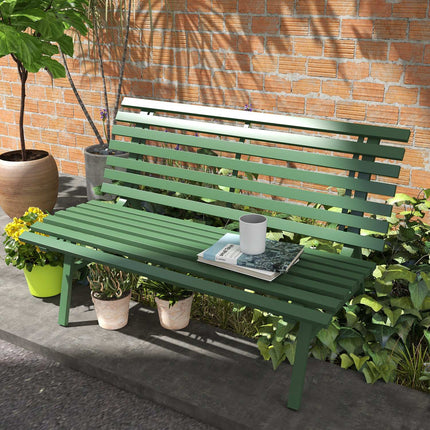 Green aluminum park bench - 2-seater with backrest