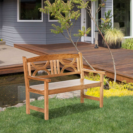 2-seater garden bench, poplar wood, natural finish