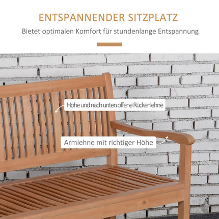Yellow 2-seater garden bench, poplar wood, capacity 180 kg