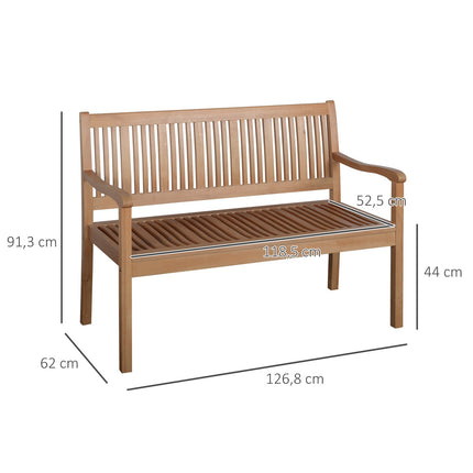 Yellow 2-seater garden bench, poplar wood, capacity 180 kg