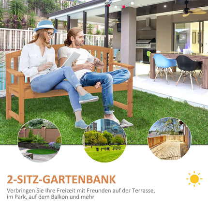 2-seater wooden garden bench, capacity 320 kg, orange