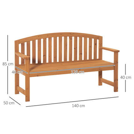 2-seater wooden garden bench, capacity 320 kg, orange
