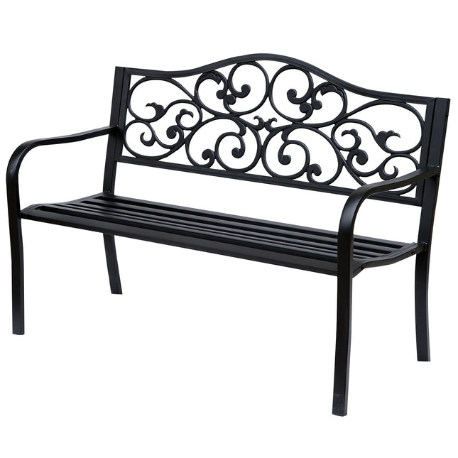 Garden Patio 3-seat steel bench with armrests