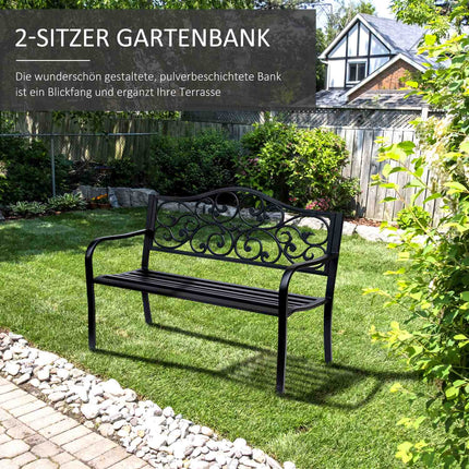 Garden Patio 3-seat steel bench with armrests