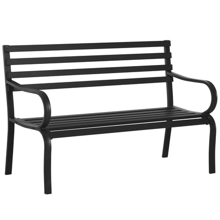 Black metal 2-seater garden bench - 127 x 58 x 82 cm
