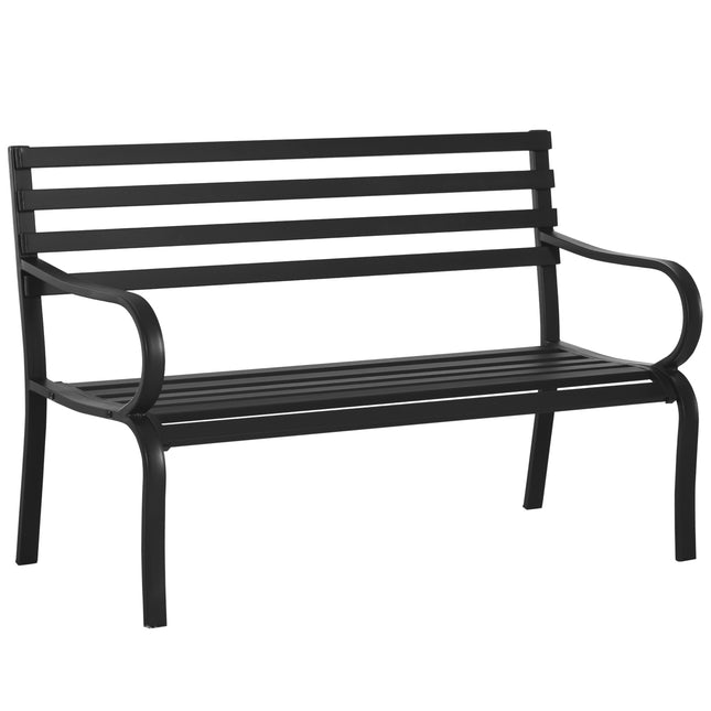 Black metal 2-seater garden bench - 127 x 58 x 82 cm
