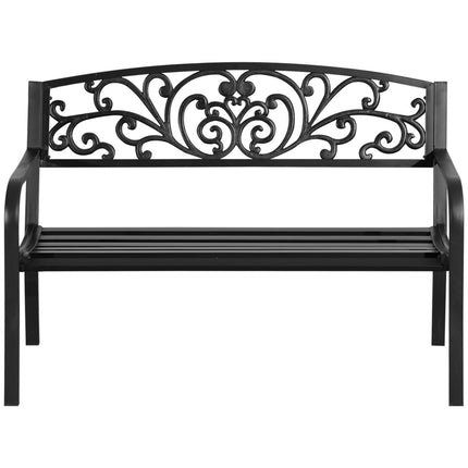 Garden bench in metal, 2-seater, weatherproof, black