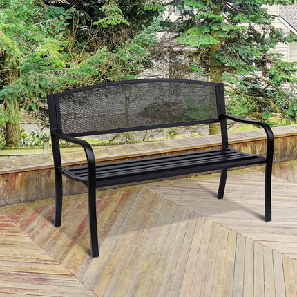 Garden Steel 2-Seater Bench - Black, W127 x D60 x H87Cm