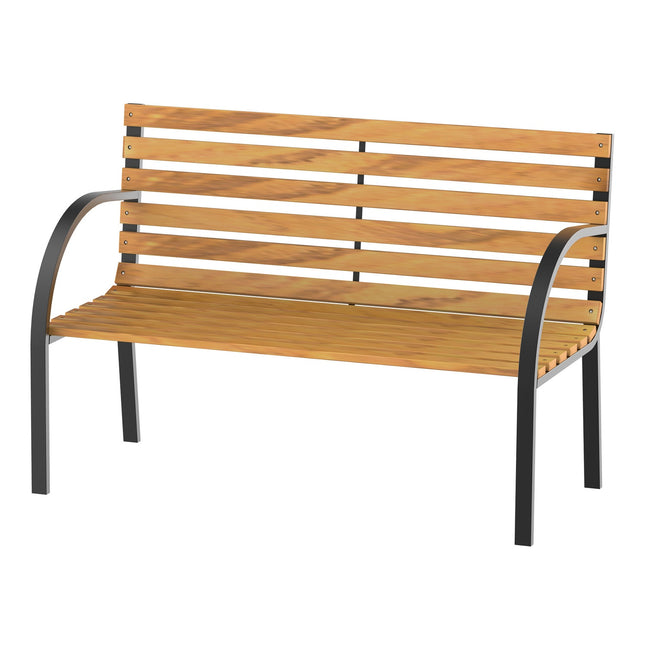 2-seater garden bench, steel and pine, 122x60x83 cm