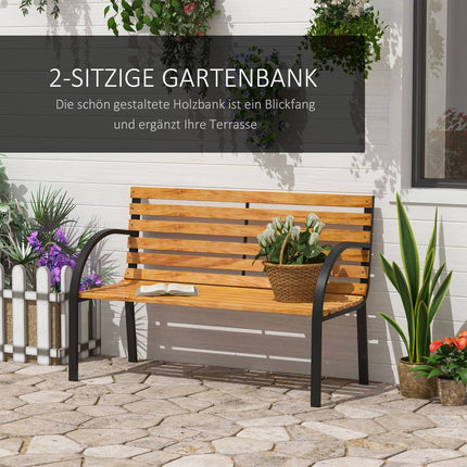 2-seater garden bench, steel and pine, 122x60x83 cm