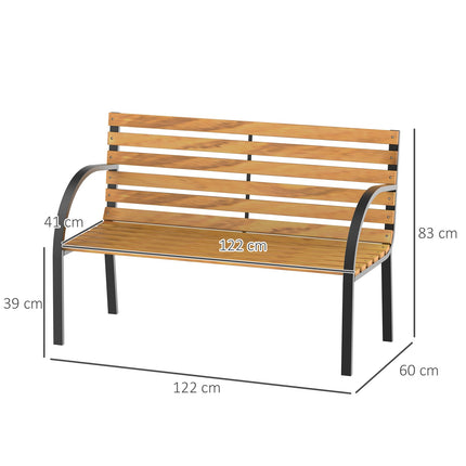 2-seater garden bench, steel and pine, 122x60x83 cm