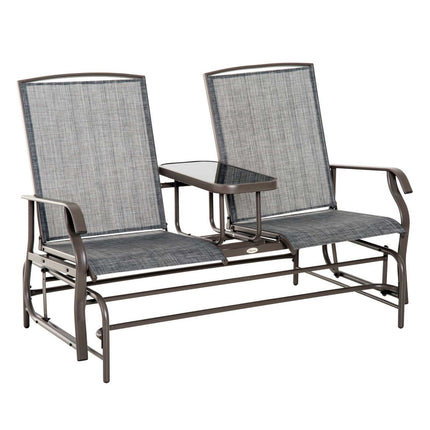 2-seater garden rocking bench with table