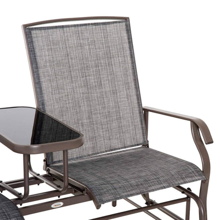 2-seater garden rocking bench with table