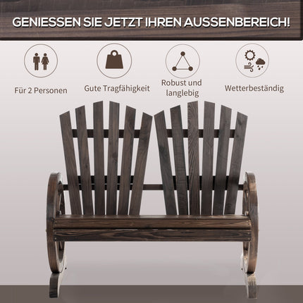 Garden bench in solid wood with armrests, dark brown