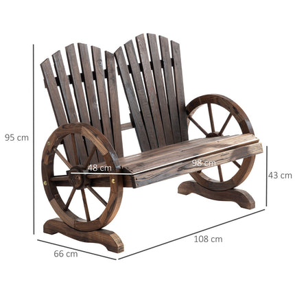 Garden bench in solid wood with armrests, dark brown