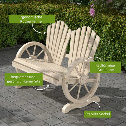 Garden bench in solid wood with armrests, 108x66x95 cm