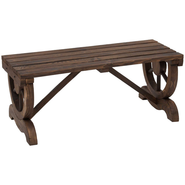 Wooden garden bench, weatherproof rustic design, 98 x 50 x 39.5 cm
