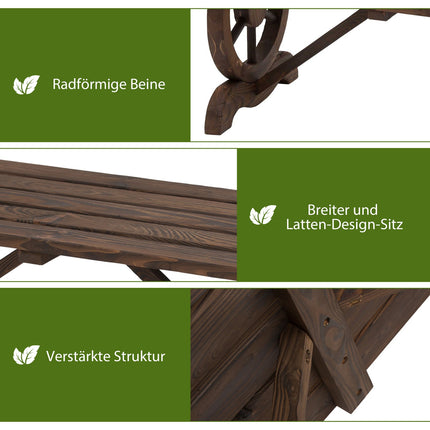 Wooden garden bench, weatherproof rustic design, 98 x 50 x 39.5 cm