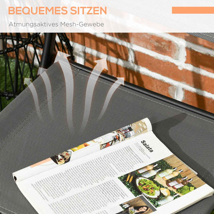 Garden Bistro Set - 1 table & 2 folding chairs, steel grey