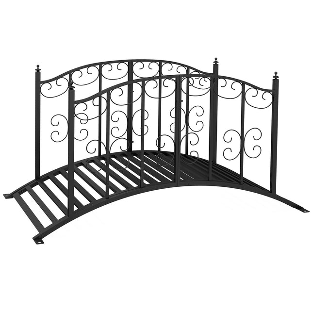 Garden dam bridge in steel with flower railing, 1.19 m, black