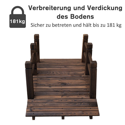 Garden bridge with railings, dark brown spruce, 152 x 67 cm