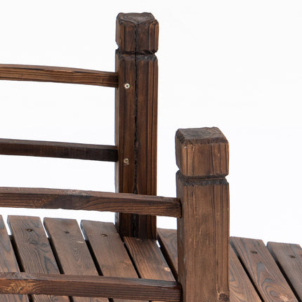 Garden bridge with railings, dark brown spruce, 152 x 67 cm