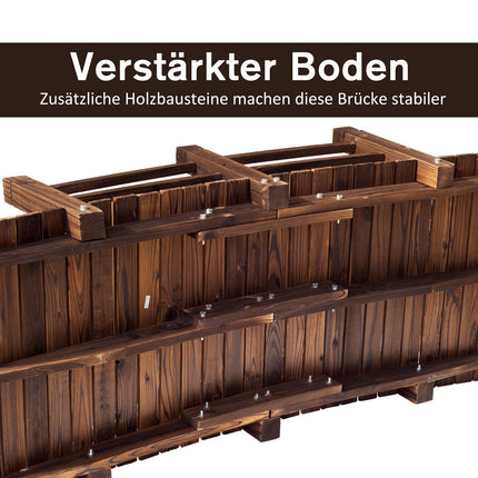 Garden bridge with railings, dark brown spruce, 152 x 67 cm