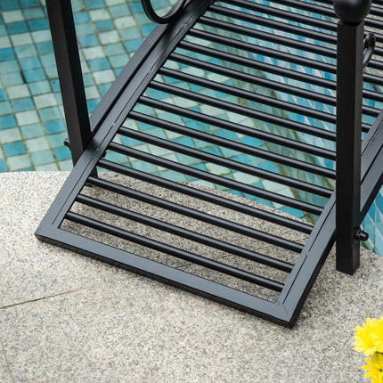 Garden Bridge with Safety Railings, Metal, Black, 102x48x49 cm
