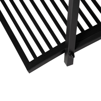 Garden Bridge with Safety Railings, Metal, Black, 102x48x49 cm