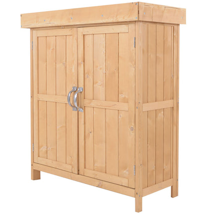 Weather resistant spruce garden cabinet, double doors, 2 compartments