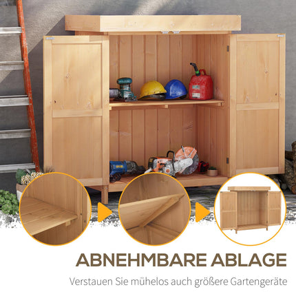 Weather resistant spruce garden cabinet, double doors, 2 compartments