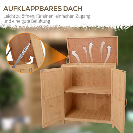 Weather resistant spruce garden cabinet, double doors, 2 compartments