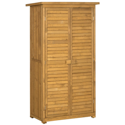 Wooden garden tool shed with slatted doors, 87x46.5x160 cm