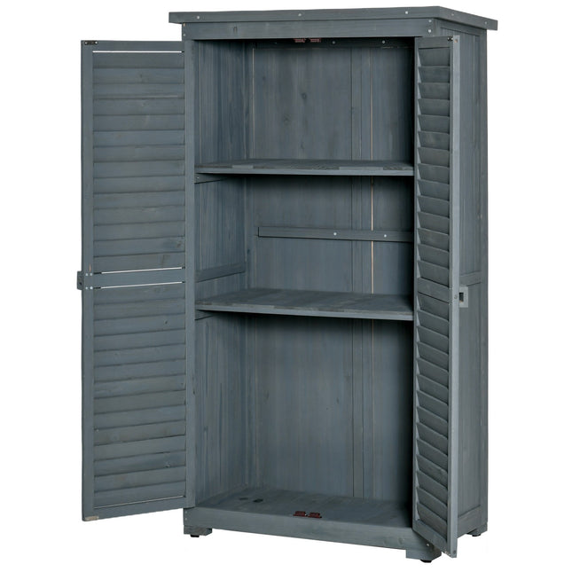 Garden tool shed in wood, grey, 87x46x160cm