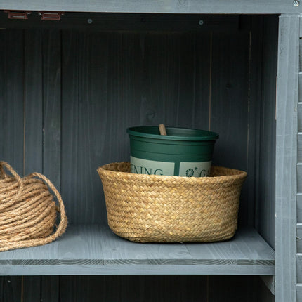 Garden tool shed in wood, grey, 87x46x160cm
