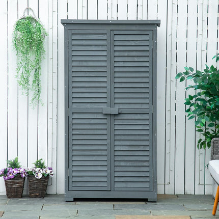 Garden tool shed in wood, grey, 87x46x160cm