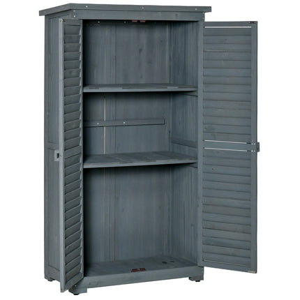 Garden tool shed in wood, grey, 87x46x160cm