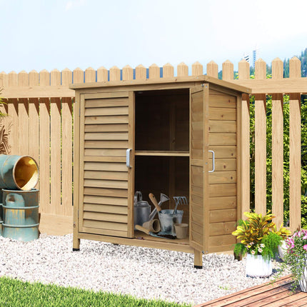 Wooden garden tool shed with roof, 87x46.5x96.5 cm