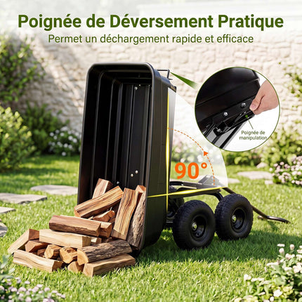 Garden Cart with 75L Tilting Bed, 300kg Capacity, Black