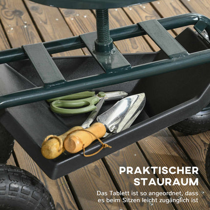 Garden Cart with Swivel Seat, Adjustable Height, Steel