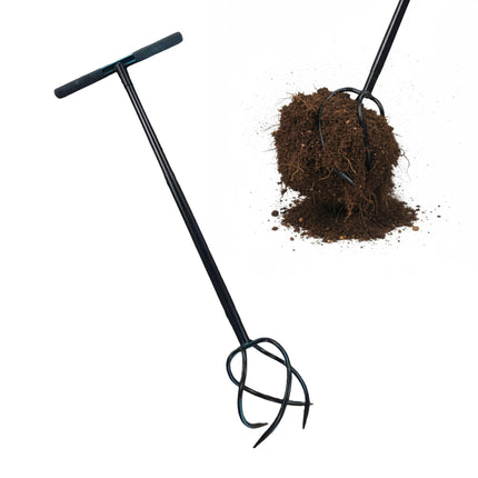 Garden Claw Rake with Handle – 4 Spiral Tines
