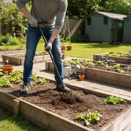 Garden Claw Rake with Handle – 4 Spiral Tines