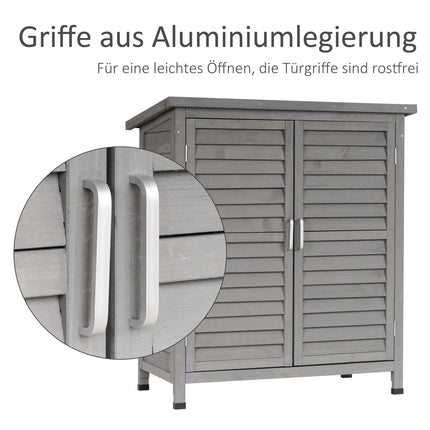 Garden tool shed in wood with slatted doors, gray 87x46.5x96.5 cm