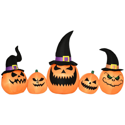 Inflatable Halloween pumpkin with witch hat and LED lights