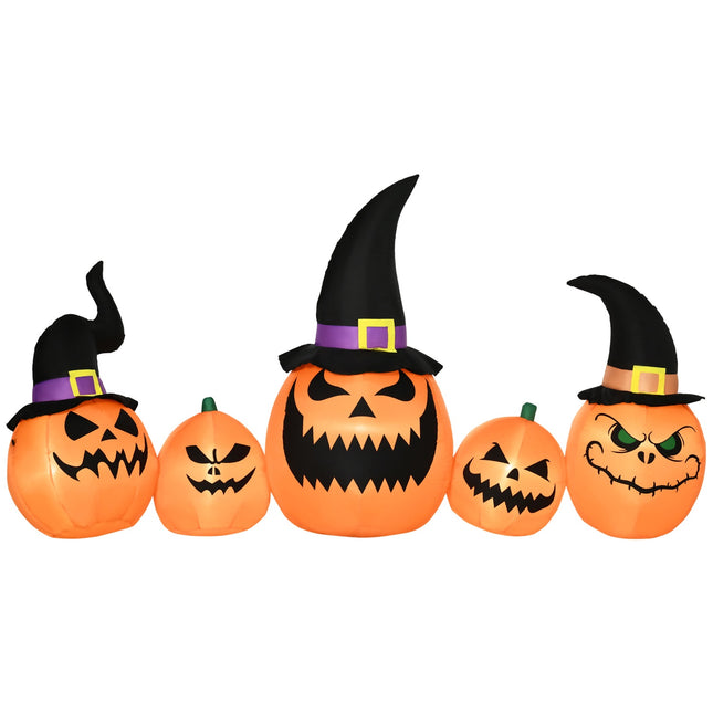Inflatable Halloween pumpkin with witch hat and LED lights