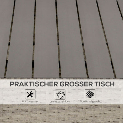 Garden sofa with lounge & stool, PE rattan grey