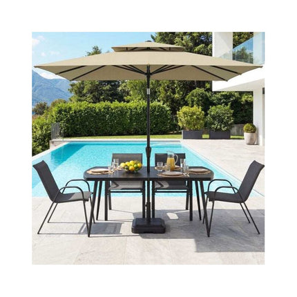 Garden Dining Table 160 x 90 cm for 6 People, Black, Parasol Hole