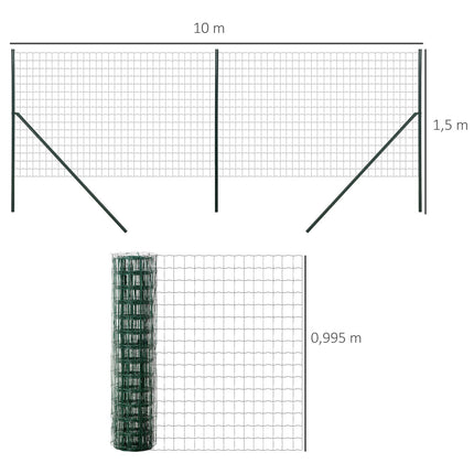 Garden fence wire mesh - strong, durable steel (10x1.5m)