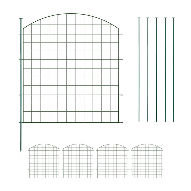 Garden Fence, 5 Arched Panels, Metal Border
